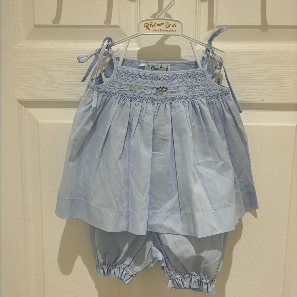 Feltman Brothers light blue smocked Birdie Bloomer set size 24 months